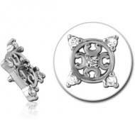 SURGICAL STEEL JEWELLED MICRO ATTACHMENT FOR 1.2MM INTERNALLY THREADED PINS - FILIGREE PIERCING
