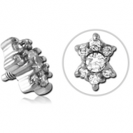 SURGICAL STEEL JEWELLED MICRO ATTACHMENT FOR 1.2MM INTERNALLY THREADED PINS - TRIPLE PIERCING
