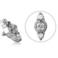 SURGICAL STEEL JEWELLED MICRO ATTACHMENT FOR 1.2MM INTERNALLY THREADED PINS - TRIPLE PIERCING