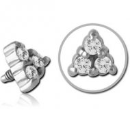 SURGICAL STEEL JEWELLED MICRO ATTACHMENT FOR 1.2MM INTERNALLY THREADED PINS - TRIANGLE PIERCING