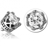 SURGICAL STEEL JEWELLED MICRO ATTACHMENT FOR 1.2MM INTERNALLY THREADED PINS - CROWN PIERCING