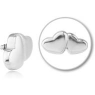 SURGICAL STEEL MICRO ATTACHMENT FOR 1.2MM INTERNALLY THREADED PINS - CONJOINED HEARTS PIERCING