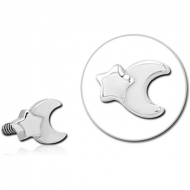 SURGICAL STEEL MICRO ATTACHMENT FOR 1.2MM INTERNALLY THREADED PINS - CRESCENT AND STAR PIERCING
