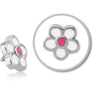 SURGICAL STEEL MICRO ATTACHMENT WITH ENAMEL FOR 1.2MM INTERNALLY THREADED PINS - FLOWER PIERCING
