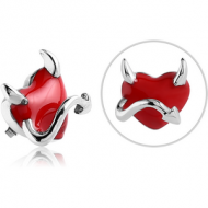 SURGICAL STEEL MICRO ATTACHMENT WITH ENAMEL FOR 1.2MM INTERNALLY THREADED PINS - DEVIL HEART PIERCING