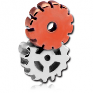 SURGICAL STEEL MICRO ATTACHMENT WITH COPPER PART FOR 1.2MM INTERNALLY THREADED PINS - STEAMPUNK PIERCING