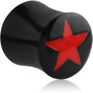 ORGANIC HORN PLUG DOUBLE FLARED WITH INLAY - RED STAR