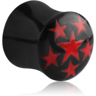 ORGANIC HORN PLUG DOUBLE FLARED WITH INLAY - RED STARS