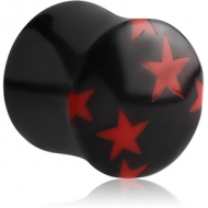 ORGANIC HORN PLUG DOUBLE FLARED WITH INLAY - RED STARS PIERCING