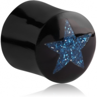 ORGANIC HORN PLUG DOUBLE FLARED WITH INLAY - OPAL STAR
