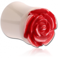 ORGANIC CARVED BONE PLUG DOUBLE FLARE - ROSE