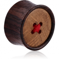 ORGANIC WOODEN PLUG BLACK WOOD-SONO DOUBLE FLARED WITH TEAK WOOD BUTTON