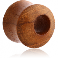 ORGANIC WOODEN TUNNEL TEAK DOUBLE FLARED OFF-CENTER PIERCING