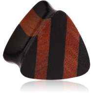 ORGANIC IRON PLUG TRIANGULAR DOUBLE FLARED - WOOD-SAWO STRIPES PIERCING