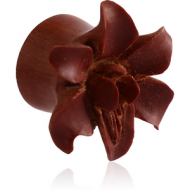 ORGANIC WOODEN PLUG WOOD-SAWO DOUBLE FLARED CARVED FLOWER PIERCING