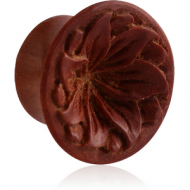 ORGANIC WOODEN PLUG WOOD-SAWO DOUBLE FLARED CARVED FLOWER