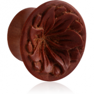 ORGANIC WOODEN PLUG WOOD-SAWO DOUBLE FLARED CARVED FLOWER PIERCING