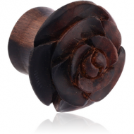 IRON WOOD CARVED FLOWER DOUBLE FLARED PLUG