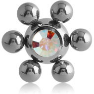 SURGICAL STEEL OPTIMA CRYSTAL JEWELLED FLOWER BALL PIERCING