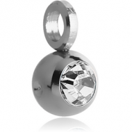 SURGICAL STEEL SWAROVSKI CRYSTAL JEWELLED BALL FOR BALL CLOSURE RING WITH HORIZONTAL HOOP
