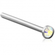 SURGICAL STEEL VALUE CRYSTAL JEWELLED STRAIGHT NOSE STUD 12MM PIERCING