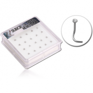 BOX OF 20 SURGICAL STEEL JEWELLED CURVED NOSE STUDS PIERCING