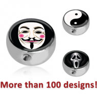SURGICAL STEEL PICTURE BALL FOR BALL CLOSURE RING PIERCING