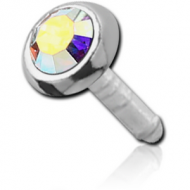 STERLING SILVER 925 JEWELLED PUSH FIT ATTACHMENT FOR BIOFLEX INTERNAL LABRET - ROUND PIERCING