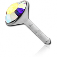 STERLING SILVER 925 JEWELLED PUSH FIT ATTACHMENT FOR BIOFLEX INTERNAL LABRET - ROUND PIERCING