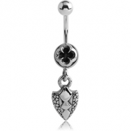 SURGICAL STEEL KOOL KATANA NAVEL BANANA WITH DANGLING SHIELD PIERCING