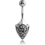 SURGICAL STEEL KOOL KATANA JEWELLED NAVEL BANANA - SHIELD PIERCING