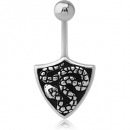 SURGICAL STEEL KOOL KATANA NAVEL BANANA - SHIELD WITH SNAKE PIERCING