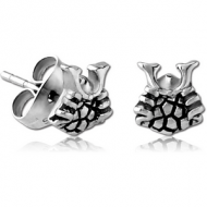 SURGICAL STEEL KOOL KATANA EAR STUDS PAIR - SAMURAI