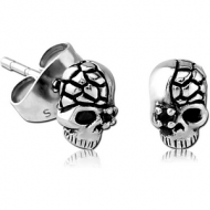 SURGICAL STEEL KOOL KATANA JEWELLED EAR STUDS PAIR - SKULL