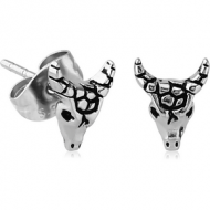 SURGICAL STEEL KOOL KATANA EAR STUDS PAIR - BUFFALO HEAD