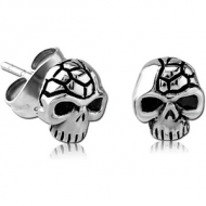 SURGICAL STEEL KOOL KATANA EAR STUDS PAIR - SKULL