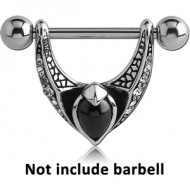 SURGICAL STEEL KOOL KATANA JEWELLED NIPPLE SHIELD WITH GARNET - WINGS PIERCING