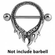 SURGICAL STEEL KOOL KATANA JEWELLED NIPPLE SHIELD - FLAMES PIERCING