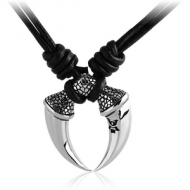 SURGICAL STEEL KOOL KATANA PENDANT WITH LEATHER NECKLACE - CLAWS
