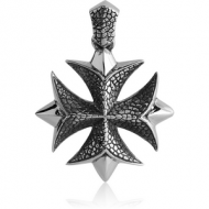 SURGICAL STEEL KOOL KATANA PENDANT - IRON CROSS