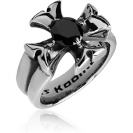 SURGICAL STEEL KOOL KATANA JEWELLED RING - IRON CROSS