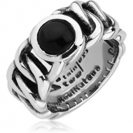 SURGICAL STEEL KOOL KATANA RING WITH ONYX