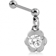 SURGICAL STEEL JEWELLED SCREW ON CHARM WITH MICRO THREADED BALL - FLOWER