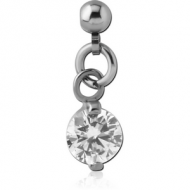 SURGICAL STEEL JEWELLED SCREW ON CHARM WITH MICRO THREADED BALL