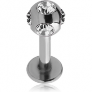 SURGICAL STEEL LABRET WITH MULTI JEWELLED BALL PIERCING