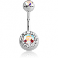 SURGICAL STEEL DOUBLE JEWELLED MULTI NAVEL BANANA