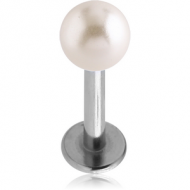 SURGICAL STEEL LABRET WITH SYNTHETIC PEARL PIERCING
