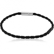 IMITATION LEATHER WEAVED BRACELET WITH PUSH FIT LOCKER