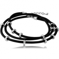 GENUINE LEATHER BRACELET WITH SURGICAL STEEL BEADS