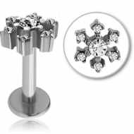 SURGICAL STEEL SWAROVSKI CRYSTAL JEWELLED LABRET - FLOWER PIERCING